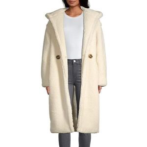 Apparis Teddy White Double Breasted Coat sz Sm